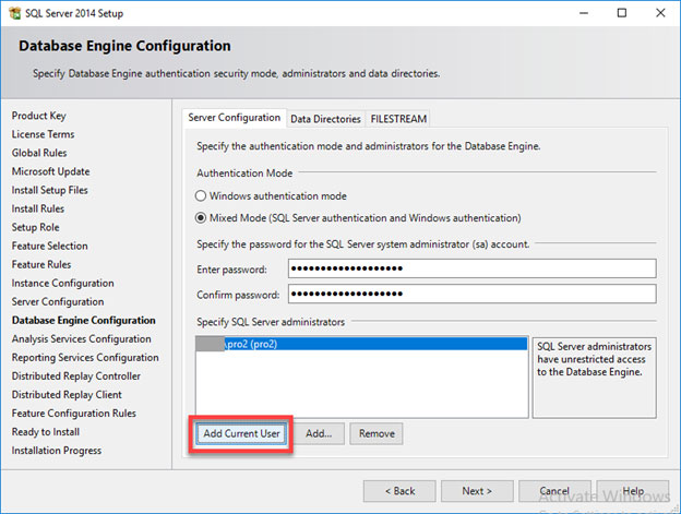 نصب SQL Server