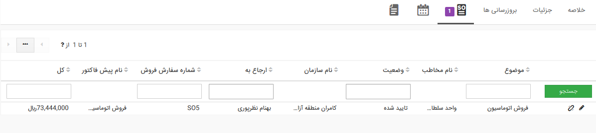 تب سفارش های فروش