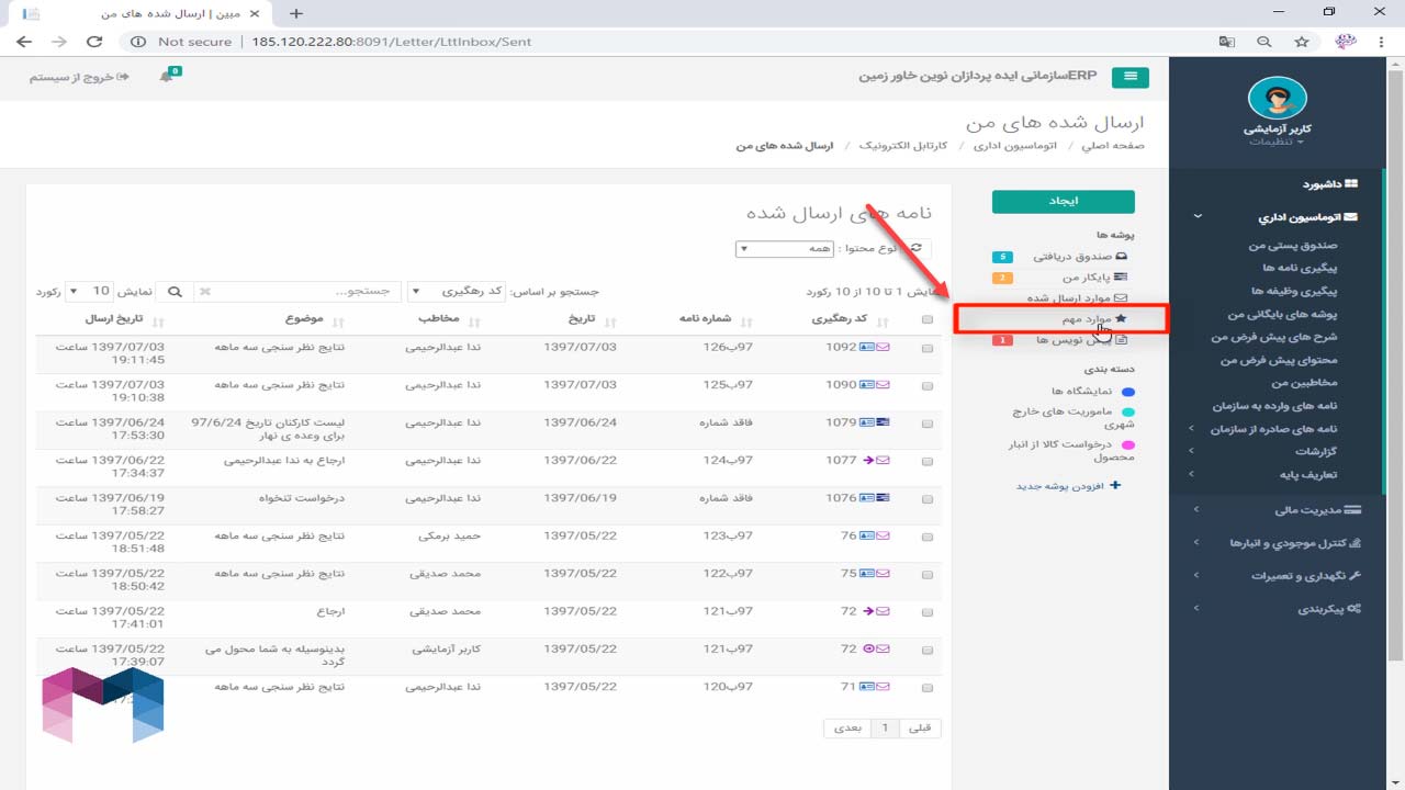 اجزای صندوق پستی در اتوماسیون اداری