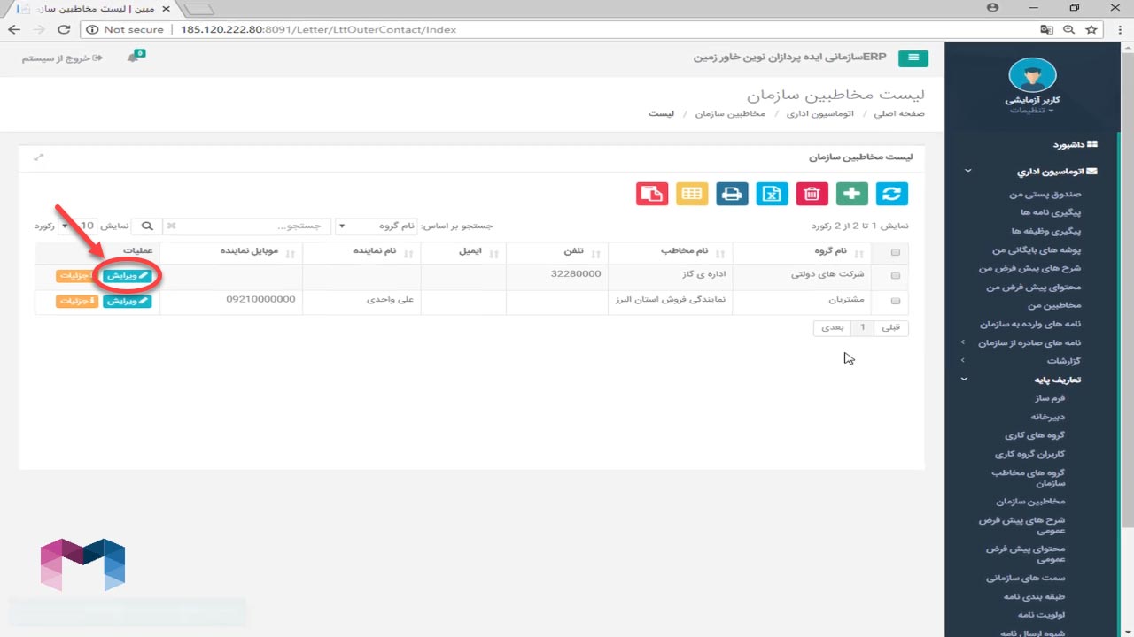 مخاطبین سازمان در اتوماسیون اداری